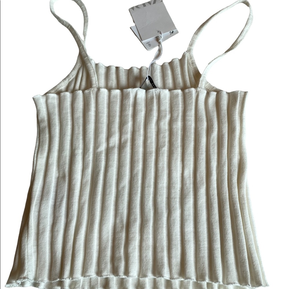 Zara Ivory Ribbed Crop Tank Top - Picture 3 of 13